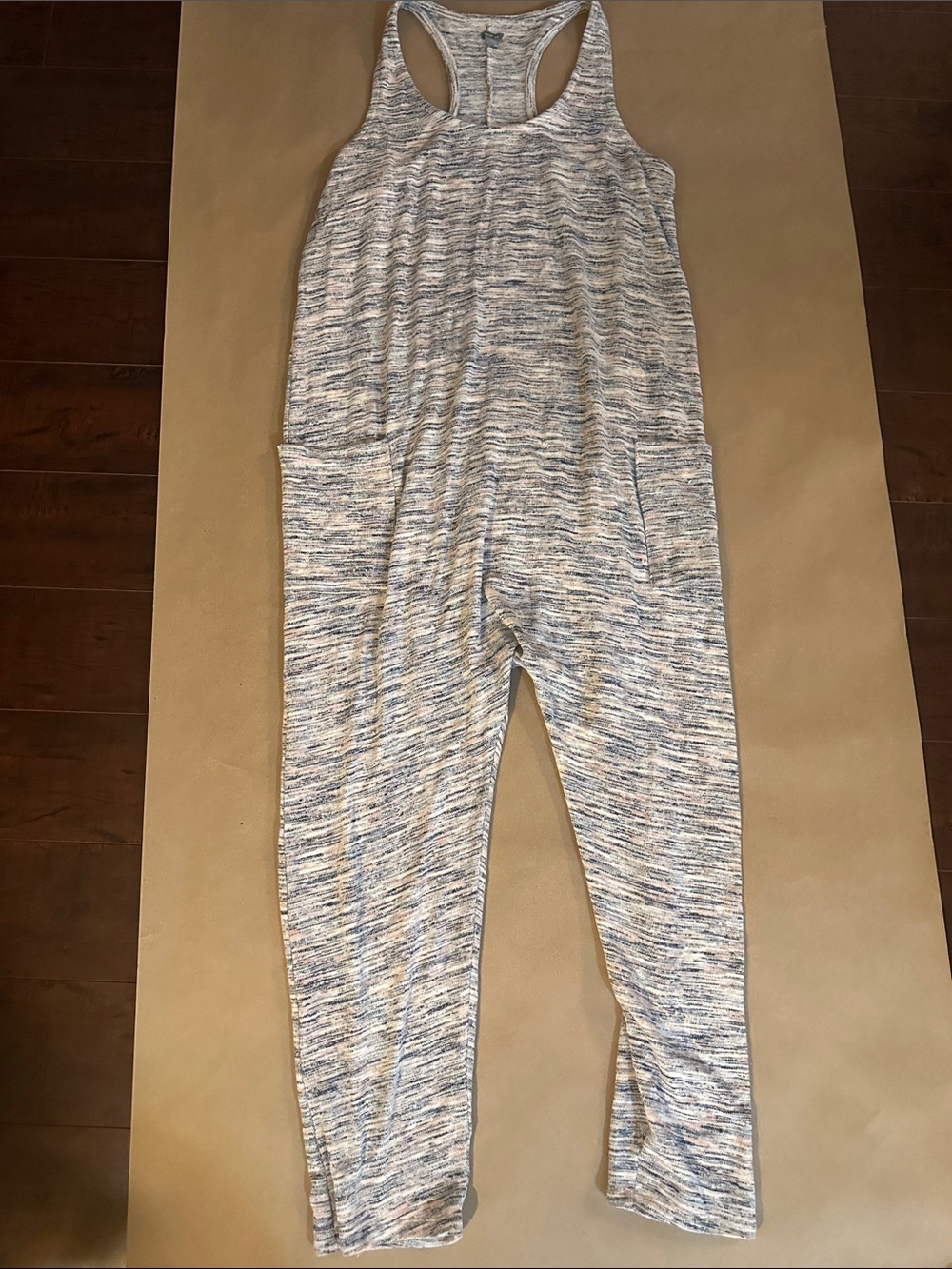 aerie Heathered Gray and Blue Racerback Jumpsuit